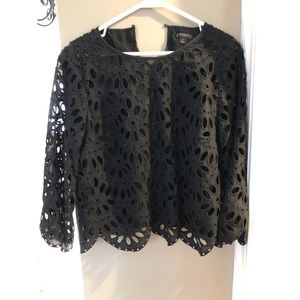 Ann Taylor Black Eyelet Top